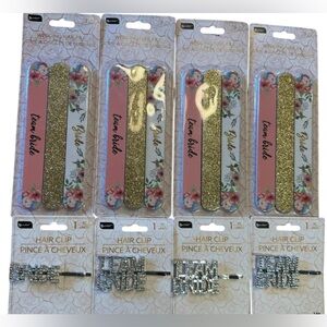 Team Bride Nail Files (4) & Rhinestone Hair Clips - Bride (1) & Team Bride (3)
